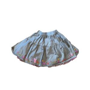 Disney Parks Skirt Girl's 5/6 Rapunzel Emrboidered Floral Blue Tiered‎ Ruffle